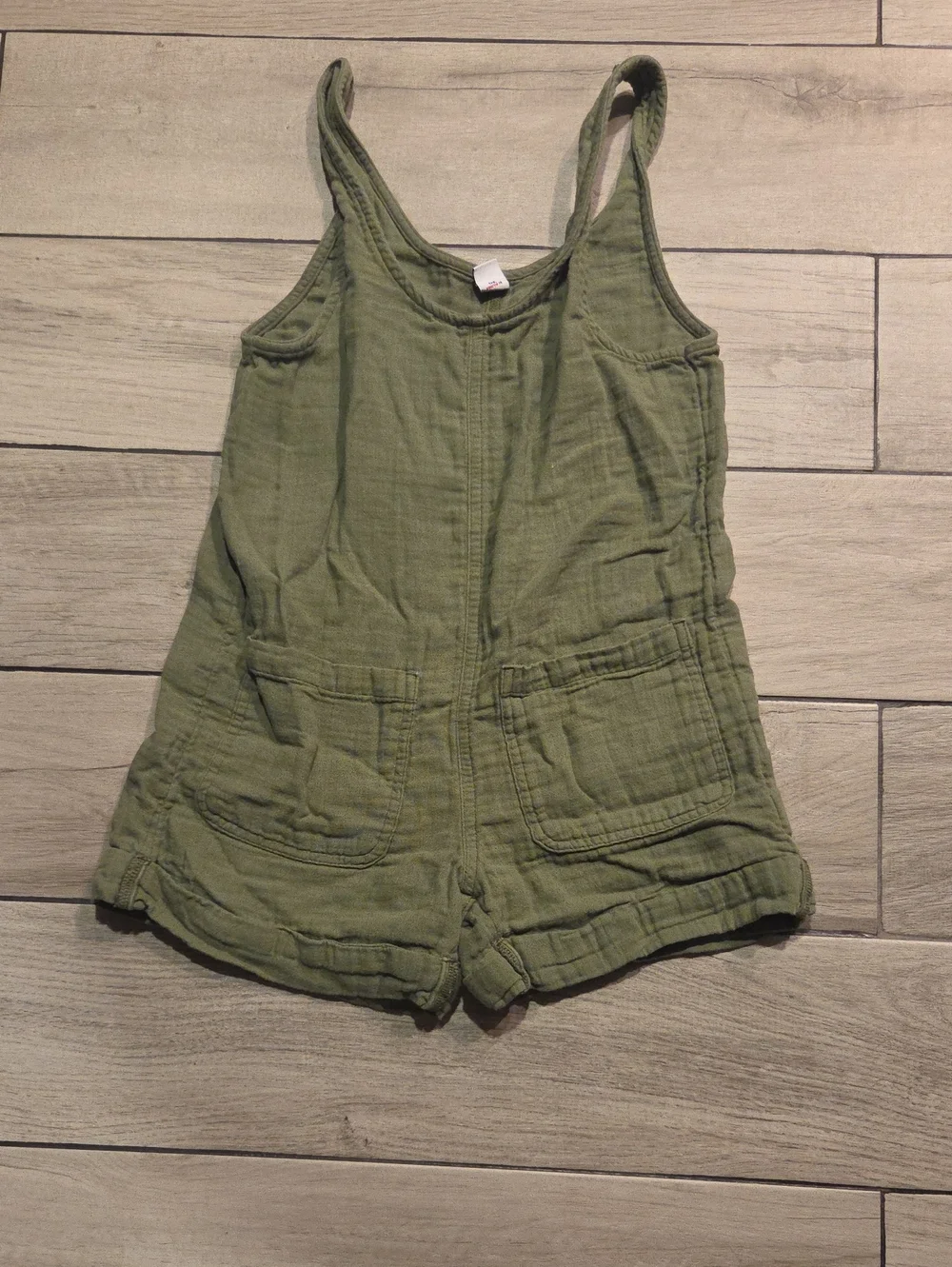 Old Navy Olive Green Cotton Tank Romper with Front Pockets